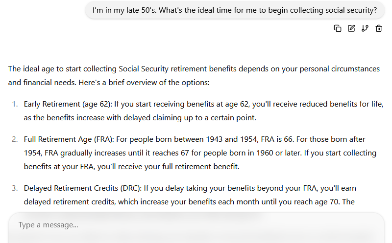 NoBigBrother private AI chat — answering a Social Security question